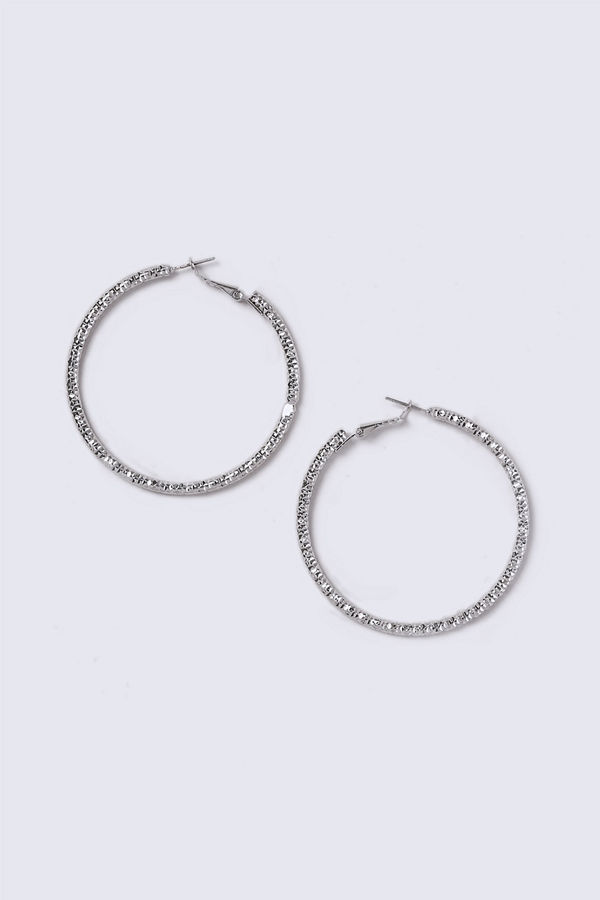 Gina Tricot örhängen Silver Look Thick Textured Hoop Earrings