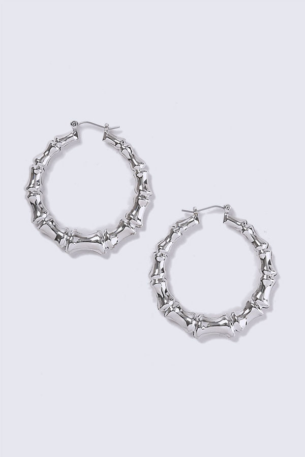 Gina Tricot örhängen Rhodium Bamboo Hoop Earrings