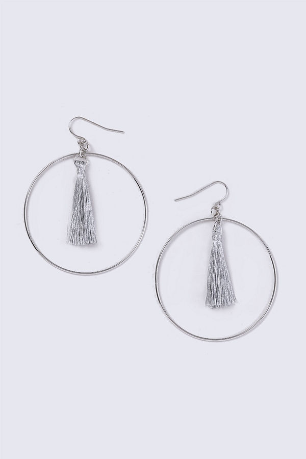 Gina Tricot örhängen Silver Tassel Hoop Earrings