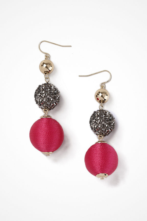 Gina Tricot örhängen Gold Look Fuschia Drop Earrings