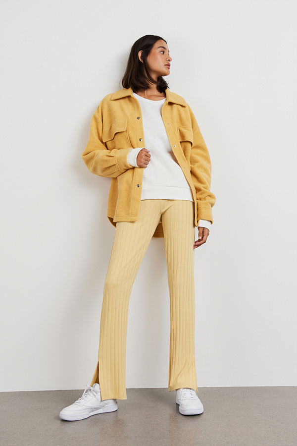 Gina Tricot gula byxor Ida rib trousers
