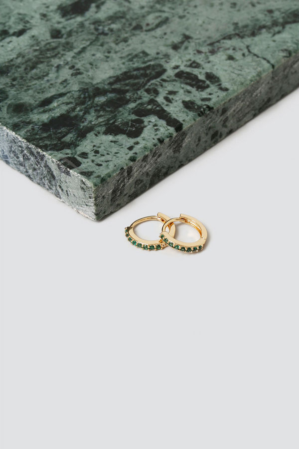 Gina Tricot örhängen Real Gold Plated Emerald Rhinestone Hoops