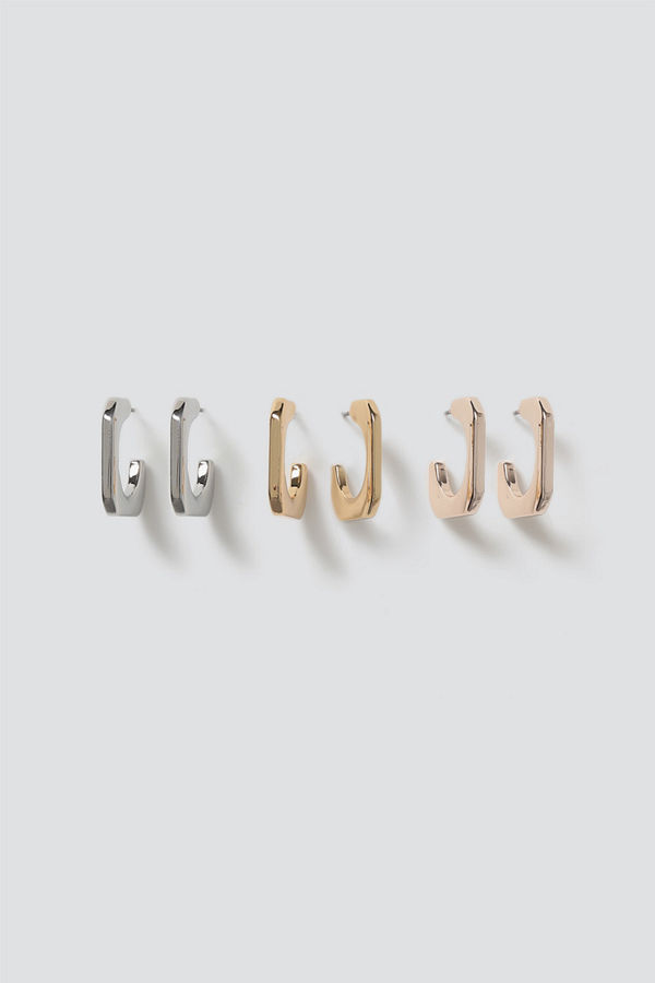 Gina Tricot örhängen Mixed Metal Square Hoop Pack