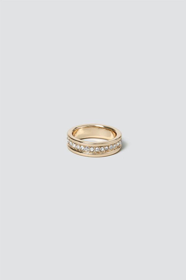 Gina Tricot Gold Twist Rhinestone Inlay Ring