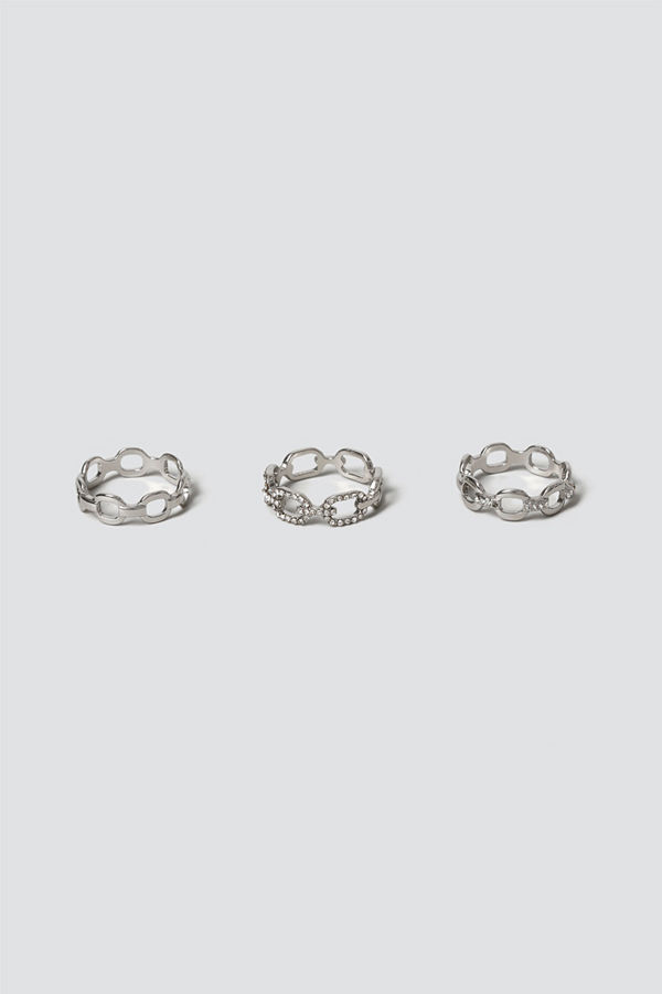 Gina Tricot Silver Chain Ring Multipack