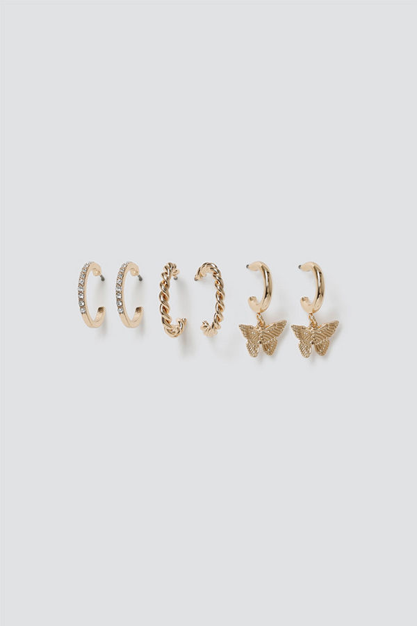 Gina Tricot örhängen Gold Butterfly Hoop Multipack