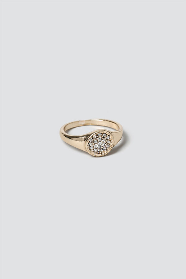 Gina Tricot Gold Pave Signet Ring