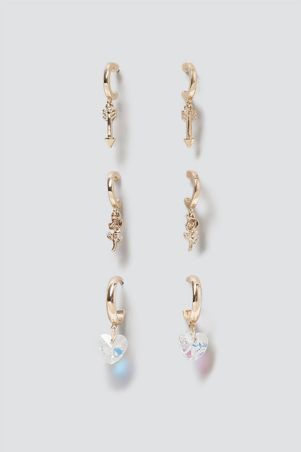 Gina Tricot örhängen Rose & Heart Charm Hoop Pack