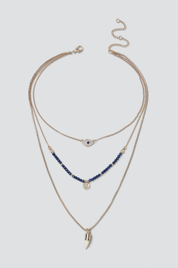 Gina Tricot halsband Mixed Bead & Charm Layered Necklace