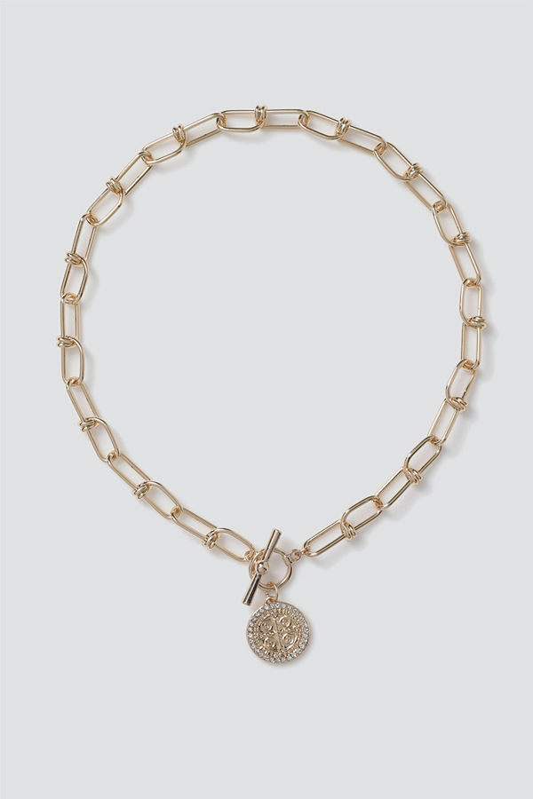 Gina Tricot halsband Gold Pretty Coin T-Bar Necklace