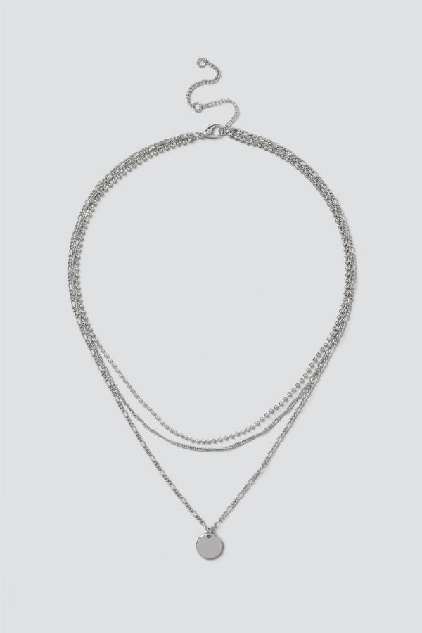 Gina Tricot halsband Silver Disc & Chain Layered Necklace