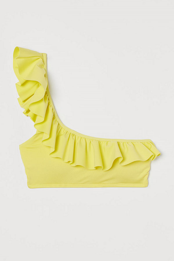 H&M One shoulder-bikinitopp gul