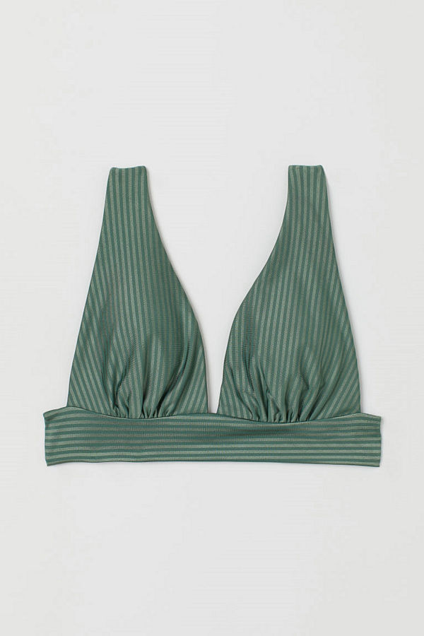 H&M Vadderad trekantsbikini-bh grön