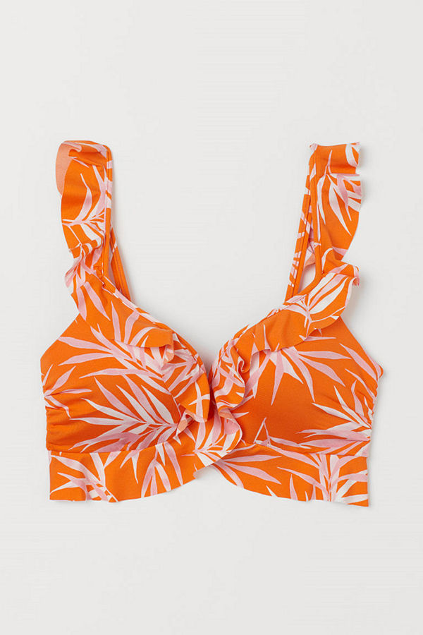 H&M Push up bikini-bh med volang orange