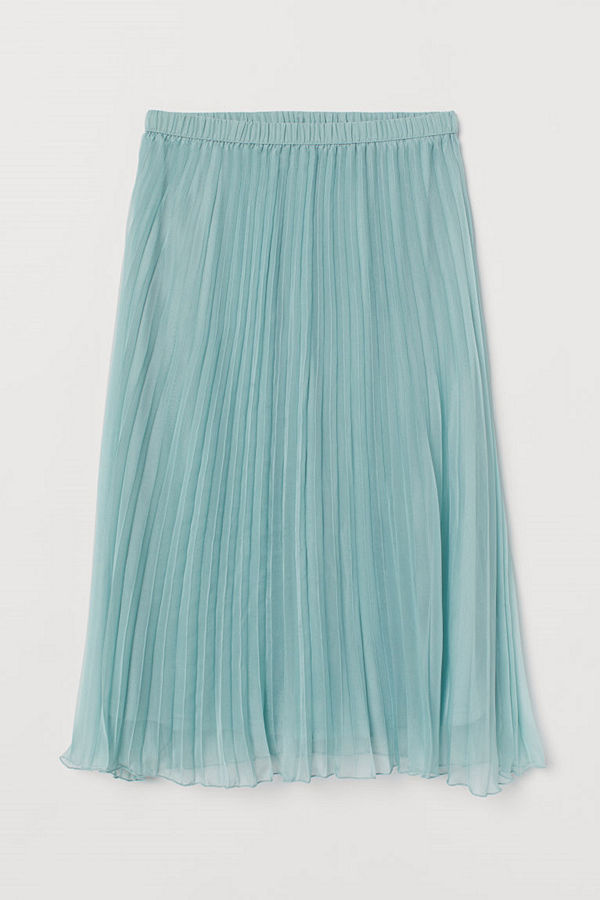 H&M Plisserad kjol turkos