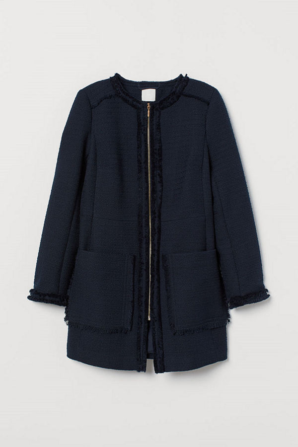 H&M Bouclékappa blå