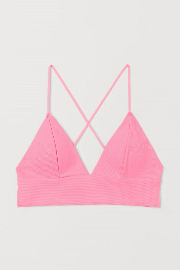 H&M Vadderad trekantsbikini-bh rosa