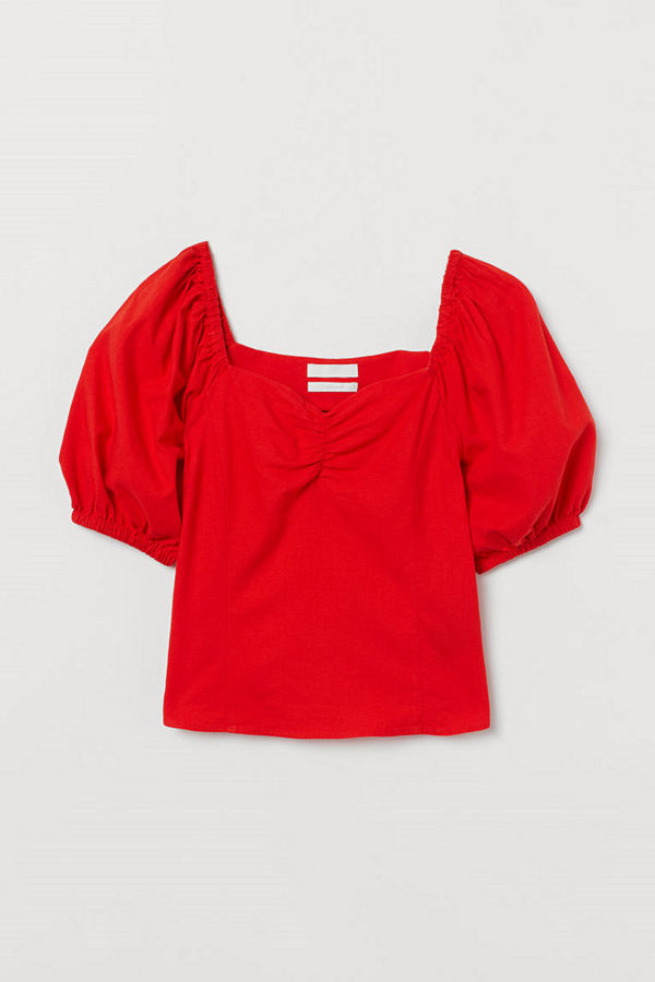 H&M Blus med puffärm orange