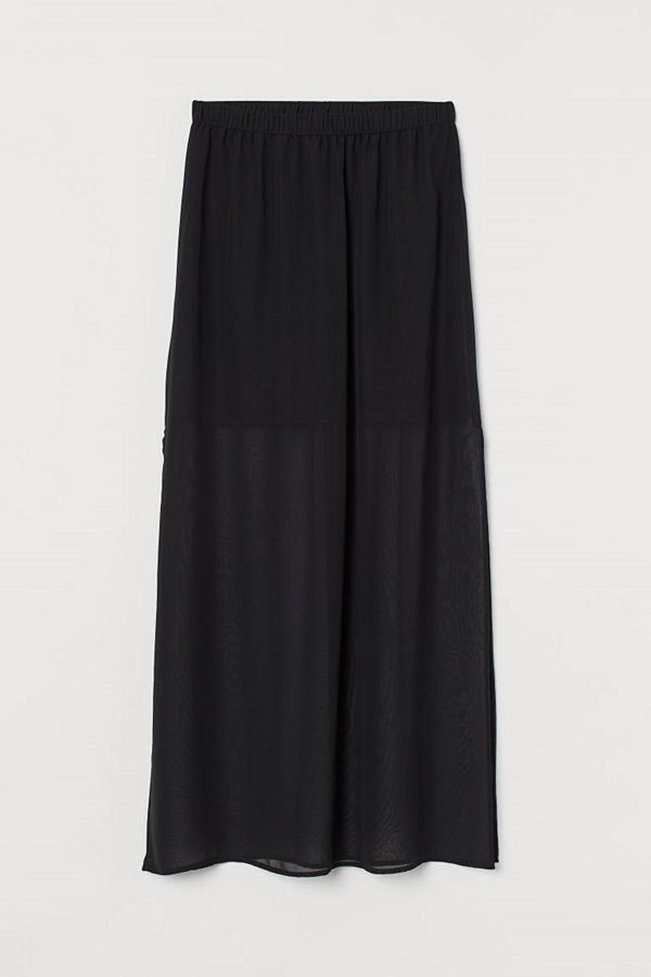 H&M Lång chiffongkjol svart