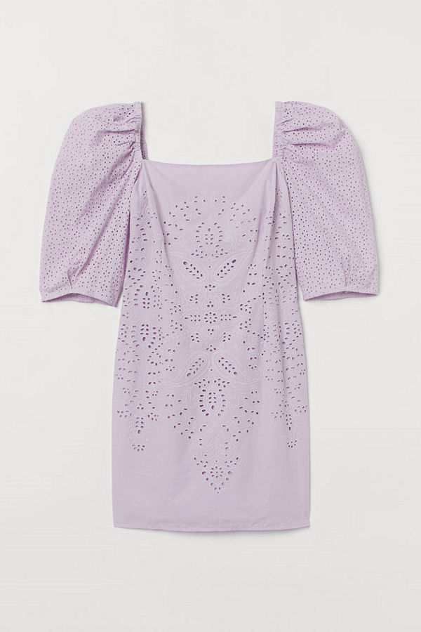 H&M Klänning med broderie anglaise lila