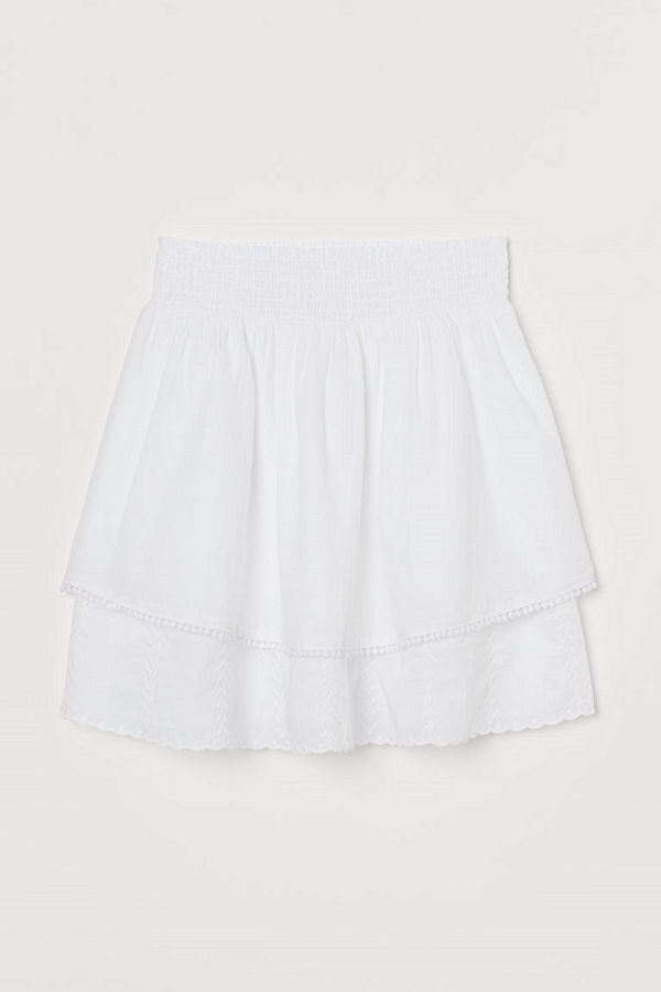 H&M Volangkjol i bomull vit