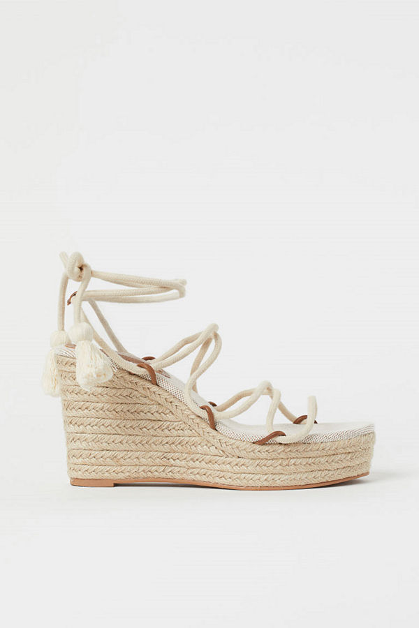 H&M Sandaletter med kilklack beige