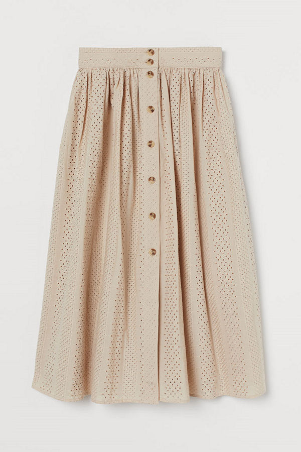 H&M Kjol i broderie anglaise beige