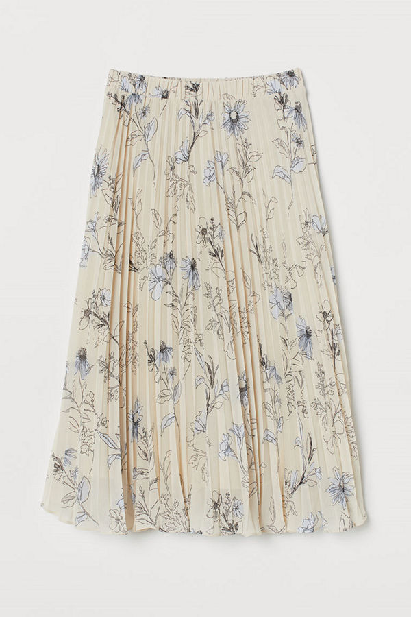 H&M Plisserad chiffongkjol beige