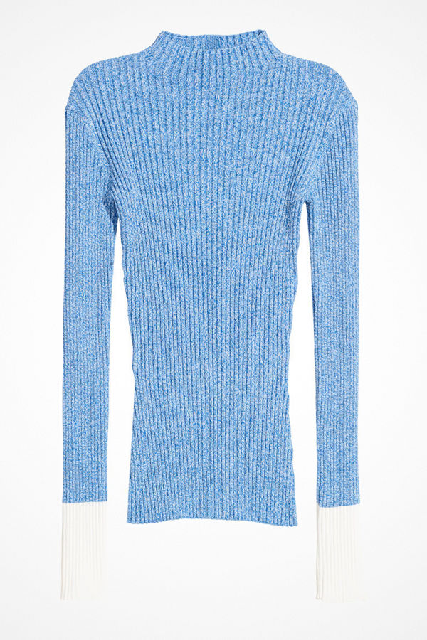 H&M Ribbstickad topp blå