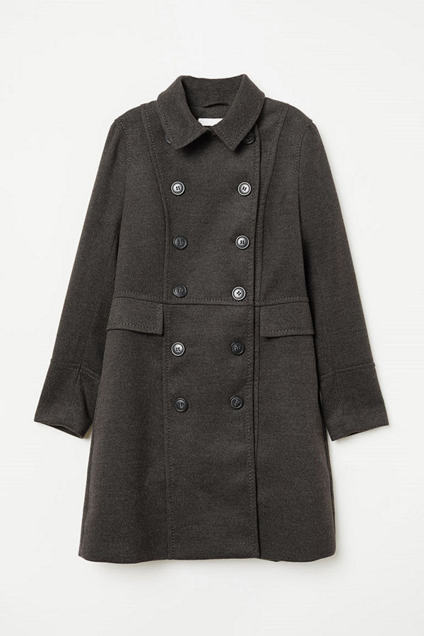 H&M Dubbelknäppt kappa grå