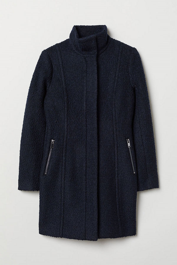 H&M Kort kappa i ullmix blå