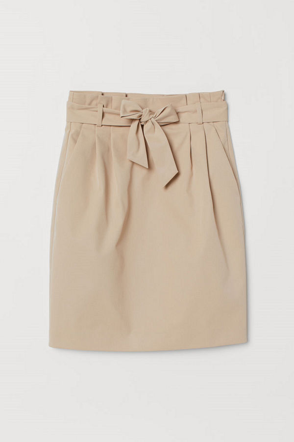 H&M Kjol med knytskärp beige