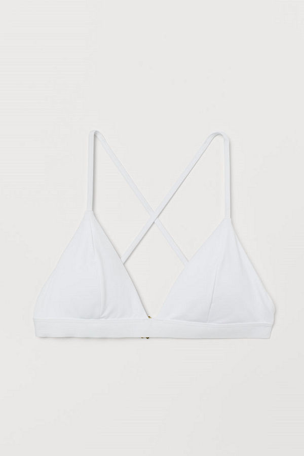 H&M Vadderad trekantsbikini-bh vit