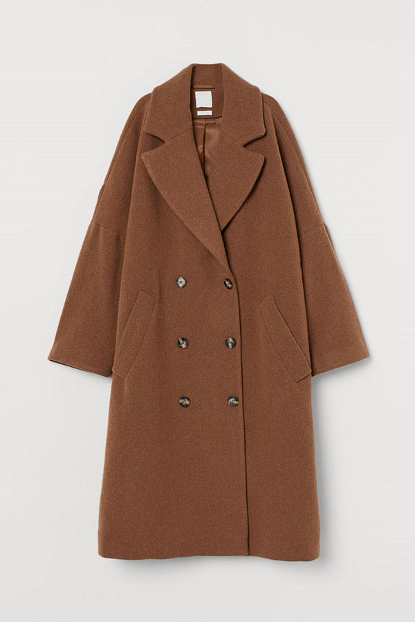H&M Dubbelknäppt kappa i ullmix gul