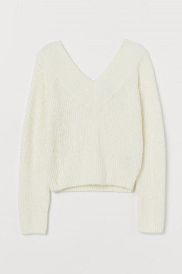 H&M V-ringad tröja vit