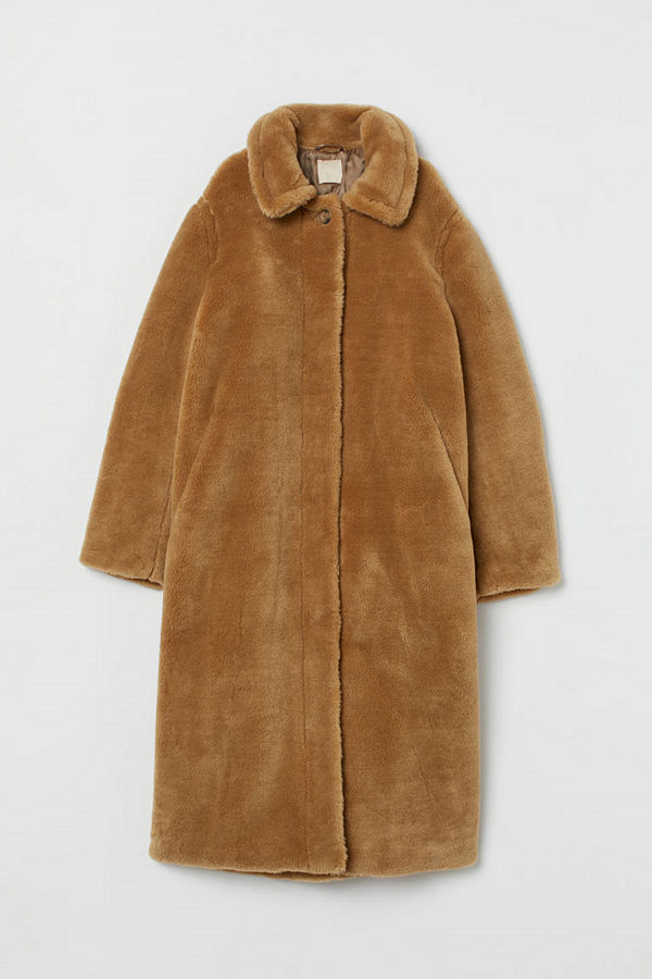 H&M Kappa i fuskpäls beige