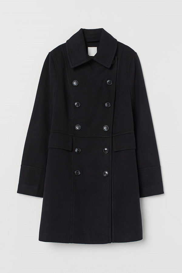 H&M Dubbelknäppt kappa svart