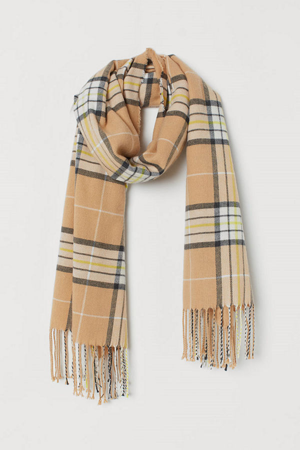 H&M Rutig halsduk beige