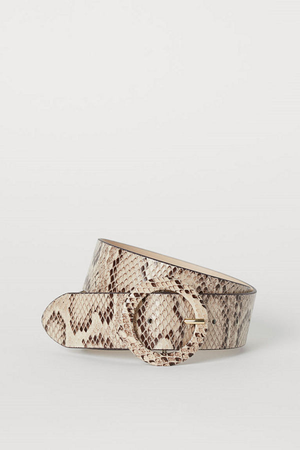 H&M Ormskinnsmönstrat midjeskärp beige