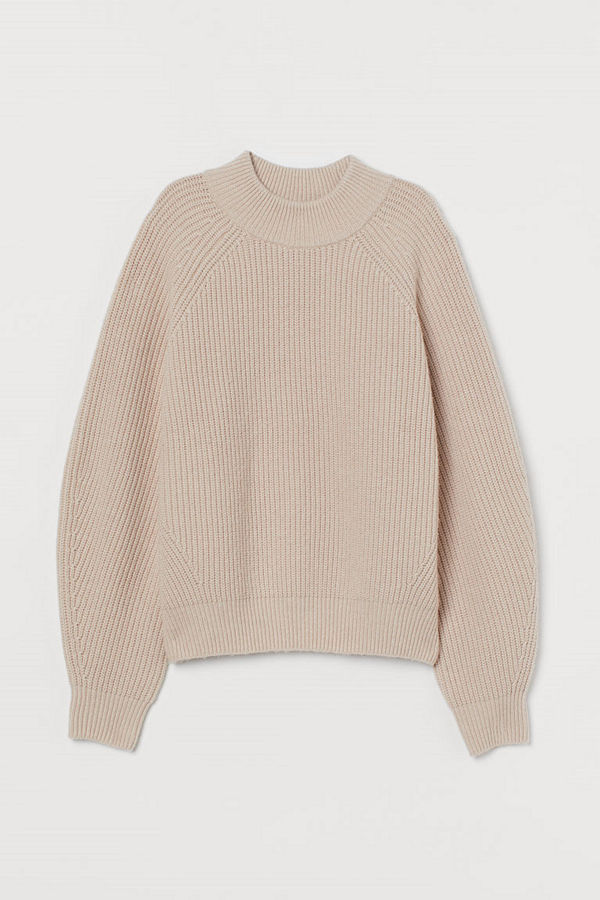 H&M Ribbstickad tröja beige