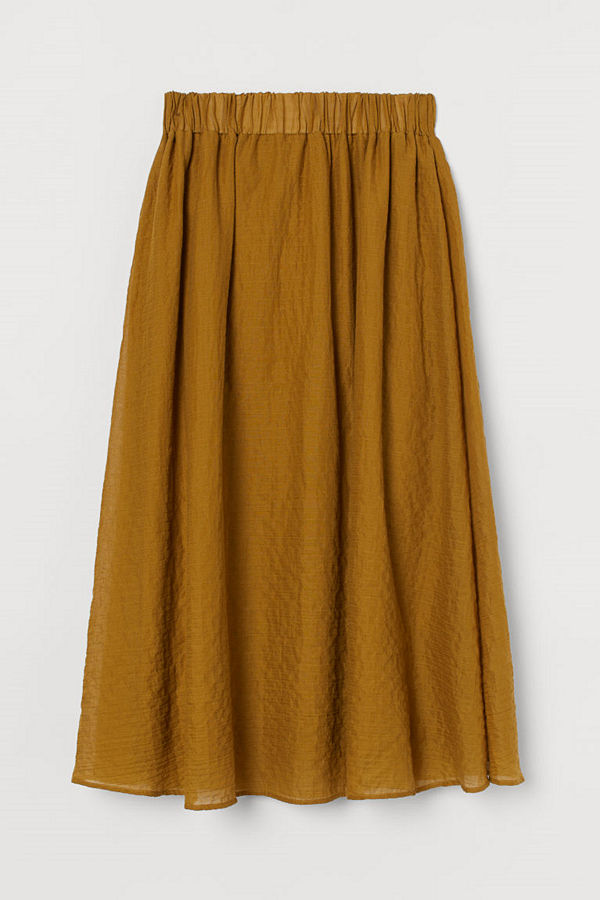 H&M Klockad kjol i pimabomull gul