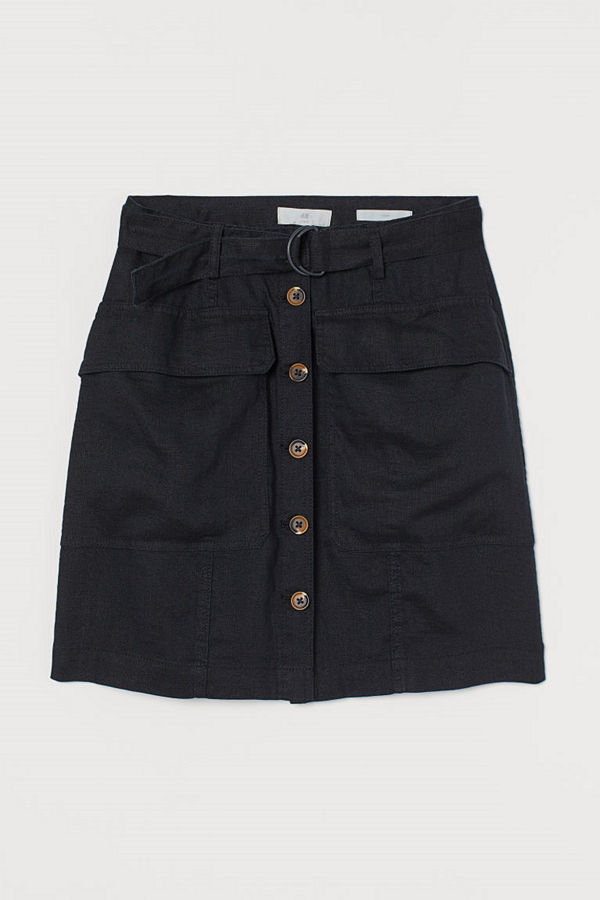 H&M Utilitykjol i linne svart