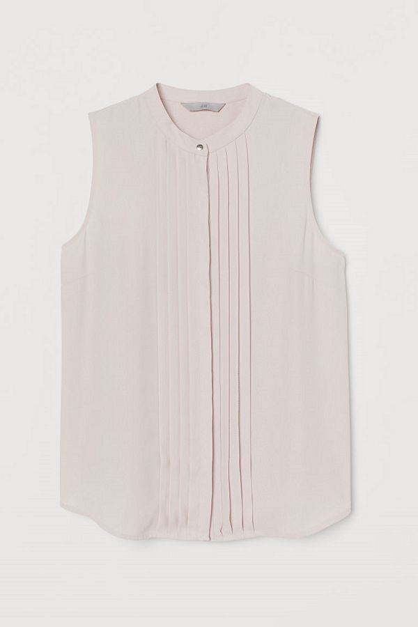 H&M Ärmlös blus med stråveck rosa