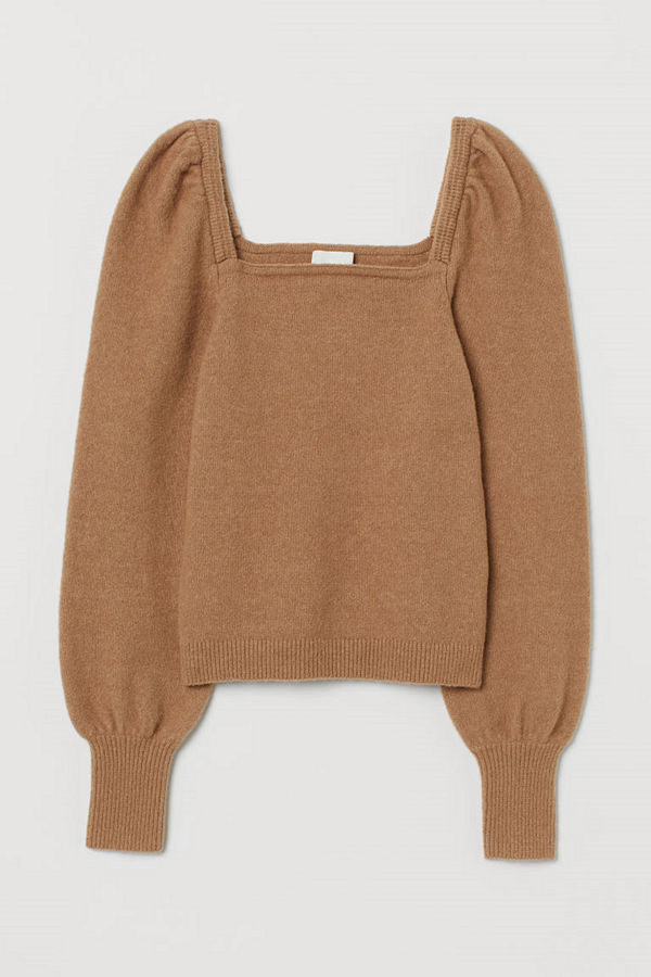 H&M Tröja med puffärm beige