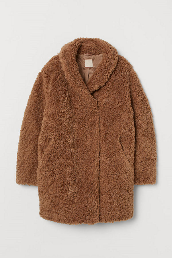 H&M Kappa i fuskpäls beige