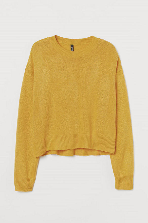 H&M Stickad tröja gul