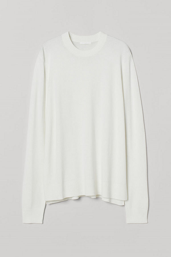 H&M Finstickad tröja vit