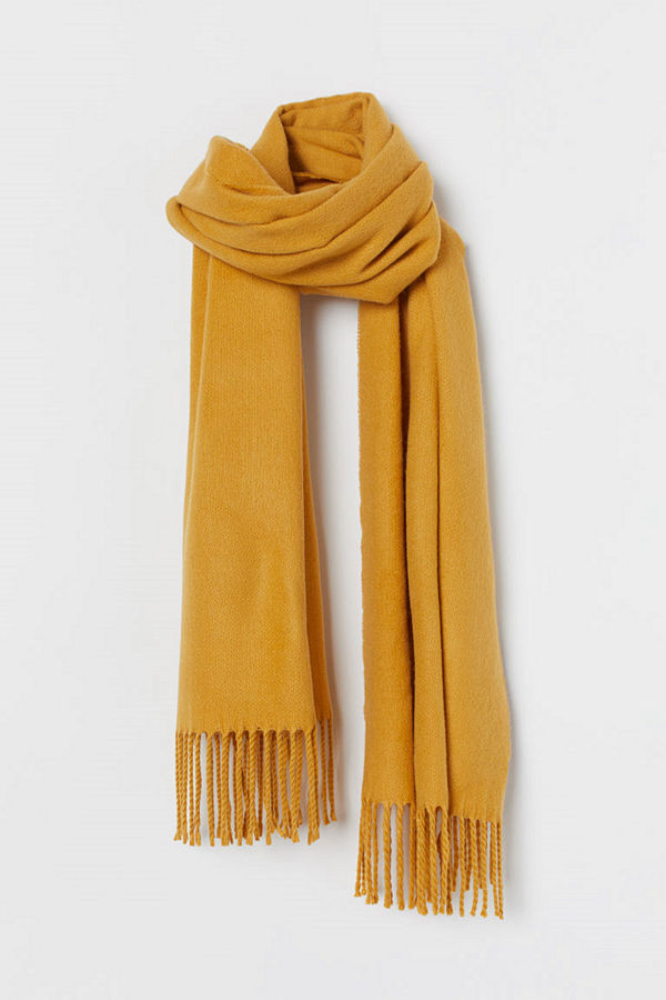 H&M Halsduk med fransar gul
