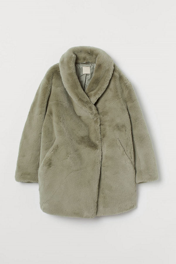 H&M Kappa i fuskpäls beige