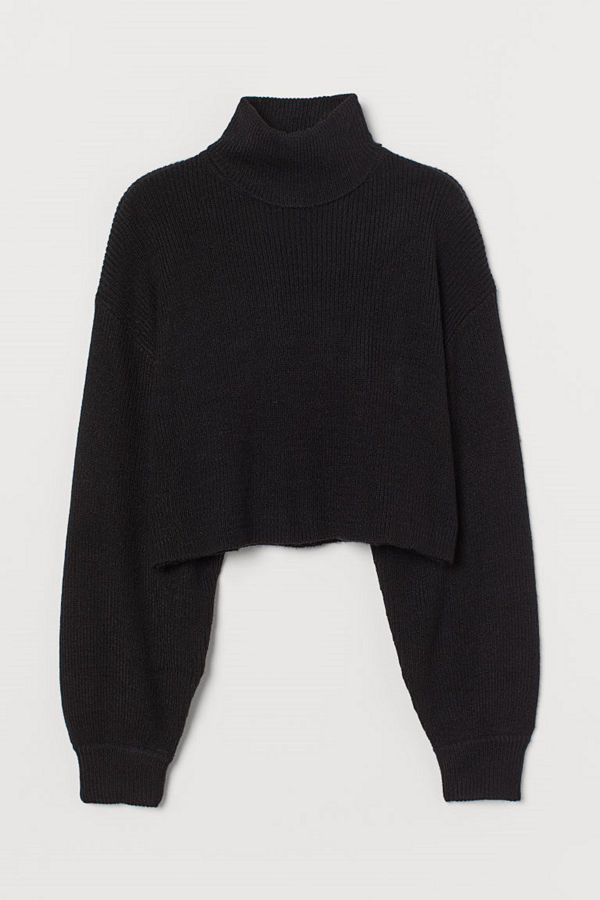 H&M Kort polotröja svart